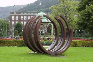 Curved Metal Sculpture in Park