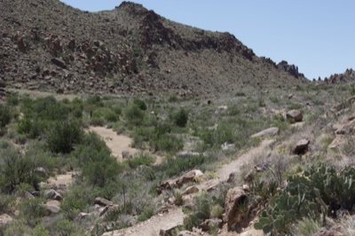 Desert Trail Under Rocky Hills