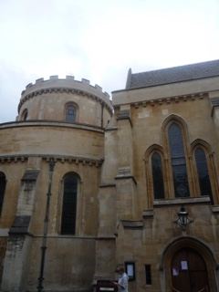 Gothic Church Stone Facade with Round Tower
