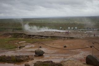 Geothermal Steam Field Under Overcast Sky