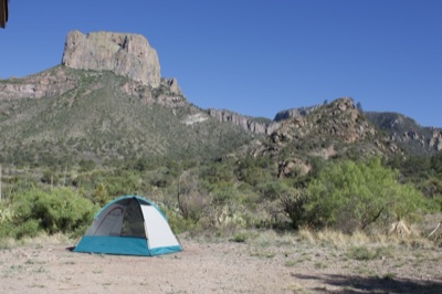 Camping Tent Under Desert Peak