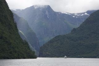 Fjord Mountains Under Overcast Sky