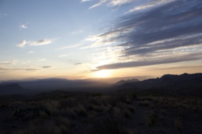 Desert Sunset Over Mountain Range