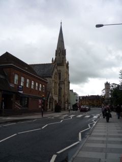 Street View With Gothic Church Spire