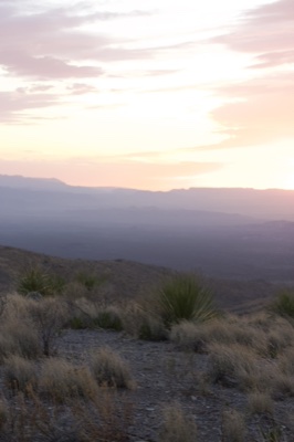 Desert Sunset Over Mountain Range