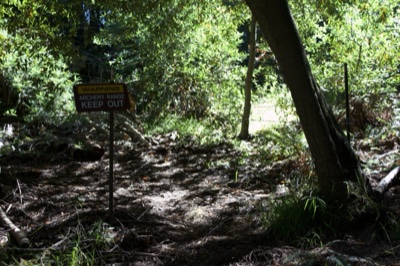 Forest Trail With Keep Out Sign
