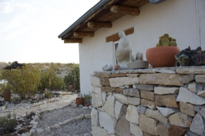 Desert Adobe House Stone Wall Cactus