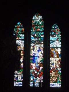 Gothic stained glass lancet windows