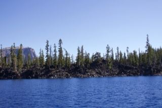 Lake Shore With Forest And Mountain