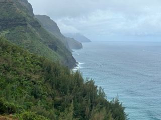 Overcast Na Pali Coast Cliffs Over Ocean