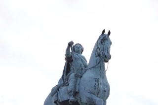 Equestrian Bronze Statue Against Sky