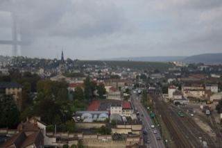Aerial View of Town with Railway