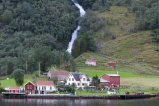 Norwegian Fjord Valley with Waterfall