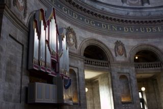 Pipe organ in domed church interior
