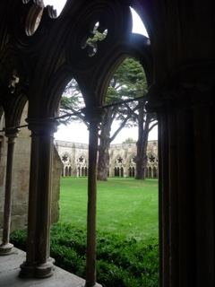 Gothic Cloister Arches Over Garden