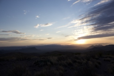 Desert Sunset Over Mountain Range