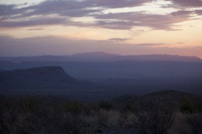 Desert mountain range at twilight