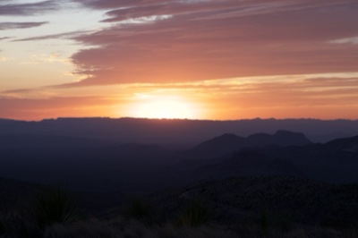 Desert Sunset Over Mountain Range