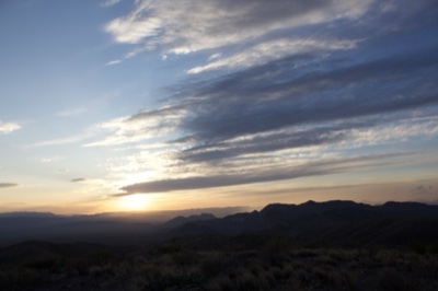 Desert Mountain Sunset Silhouette