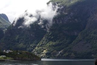 Fjord Mountains With Low Clouds