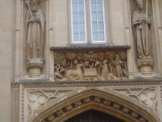 Gothic stone doorway with statues