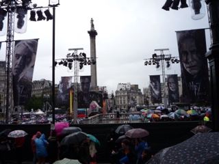Trafalgar Square Outdoor Event Under Rain
