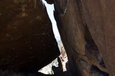 Rock Crevice With Sky View