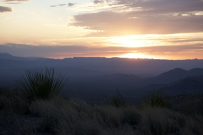 Desert Sunset Over Mountain Range