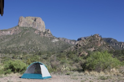 Camping Tent Under Desert Mountains