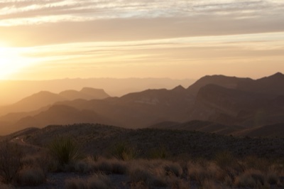Desert Mountains at Golden Sunset