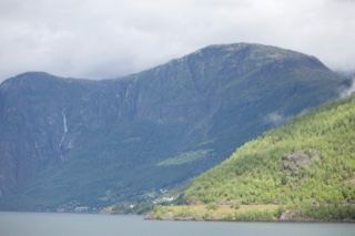 Mountainous Fjord Under Overcast Sky