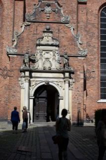 Brick Church Portal with Ornate Stonework